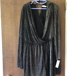 Black and gold glitter romper NWT